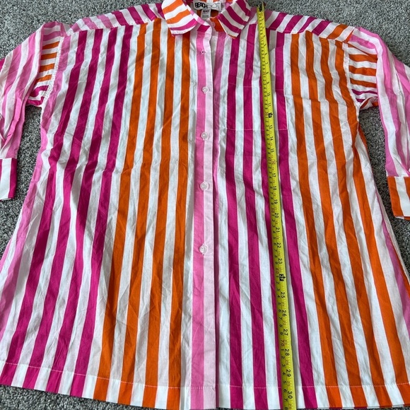 Beach Riot 100% Cotton Alexa Top Buttoned In Sunset Stripes Beach Coverup S/M - Picture 8 of 12